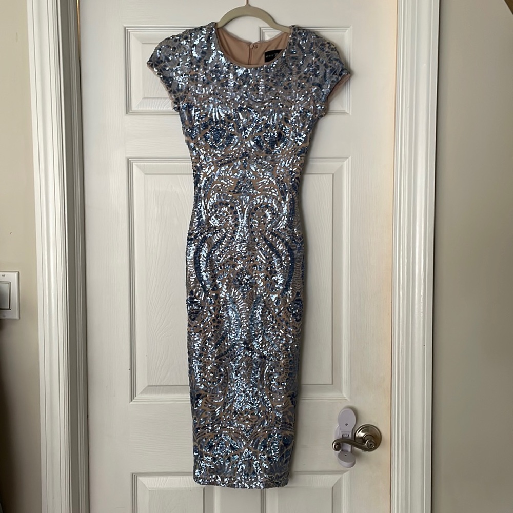 Betsey + Adams light blue sequin dress.
